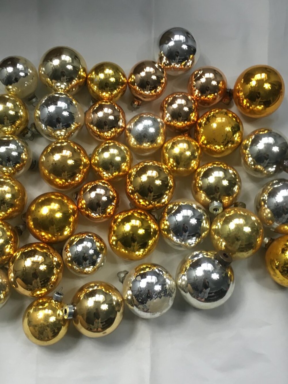 36 Vintage Glass Christmas Ornaments Mercury Gold Silver VTG Estate Lot Set